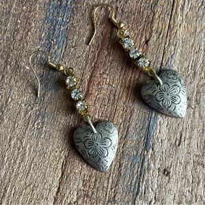 Silver Tone Heart Drop Pierced earrings